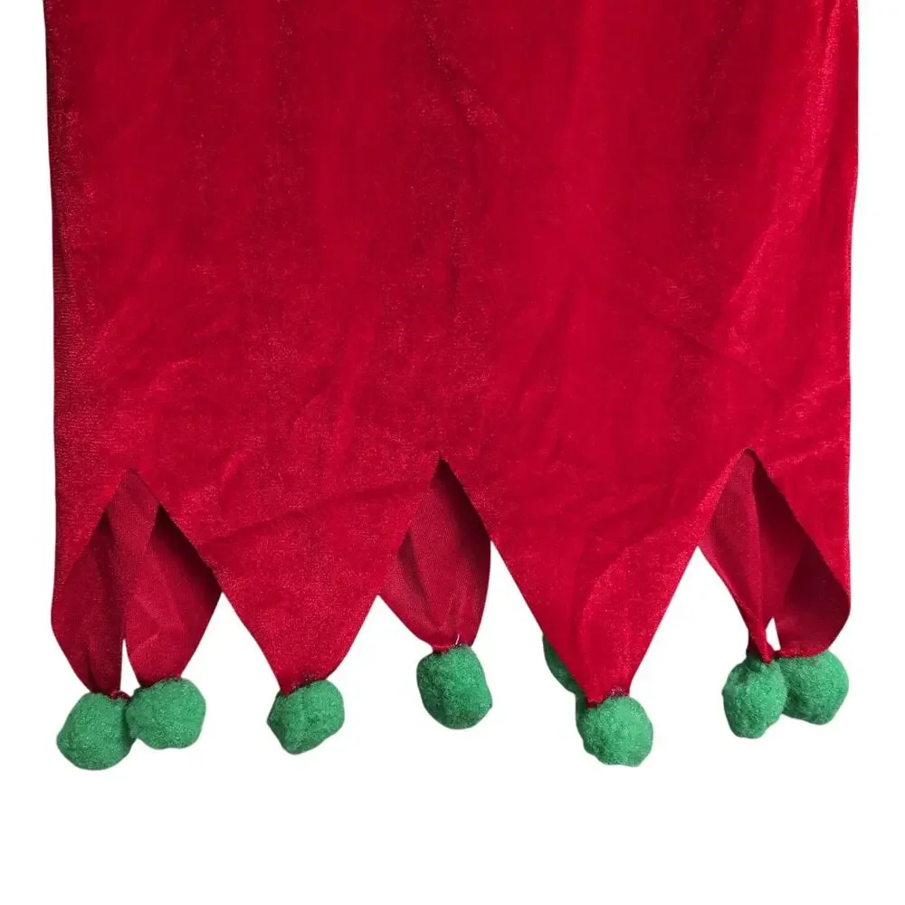 Girls Elf Costume Christmas Tunic Dress Belt Striped Socks Booties Hat 130 6-7